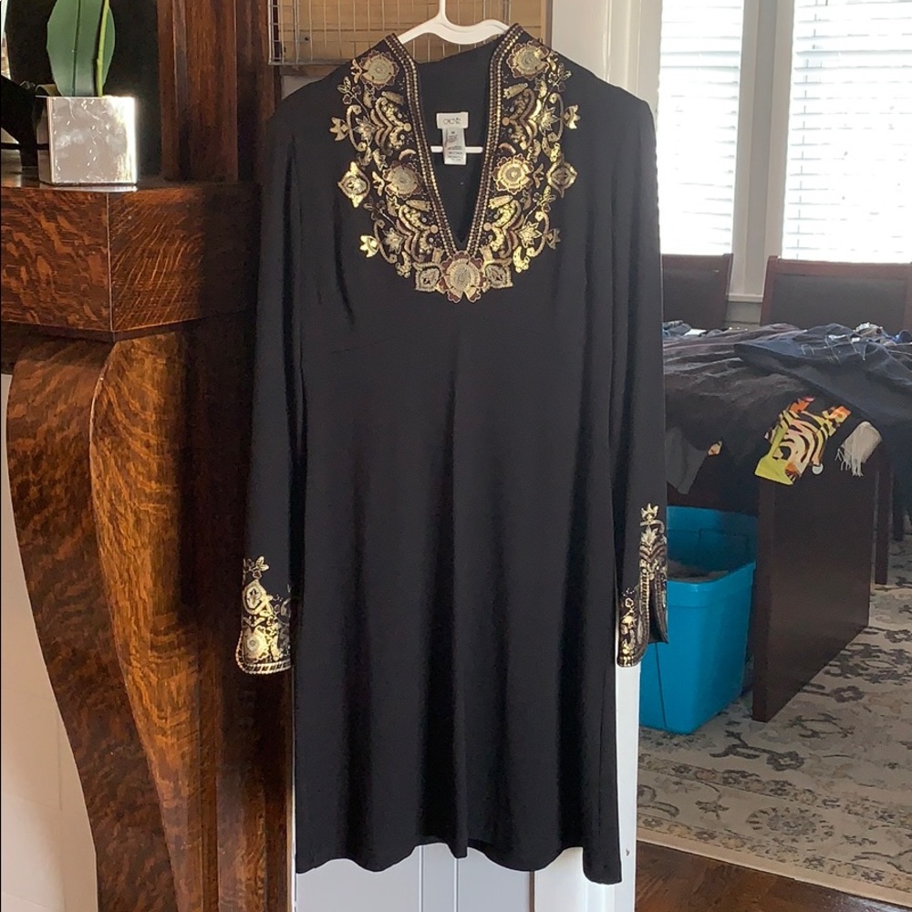 Long sleeve foil dress
